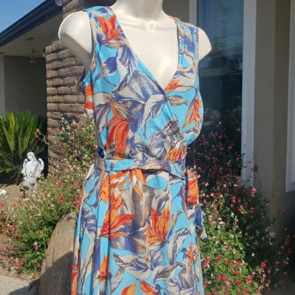 Lulu's Maxi Dress Wrap Tropical Ret $119πΊ - Picture 1 of 11